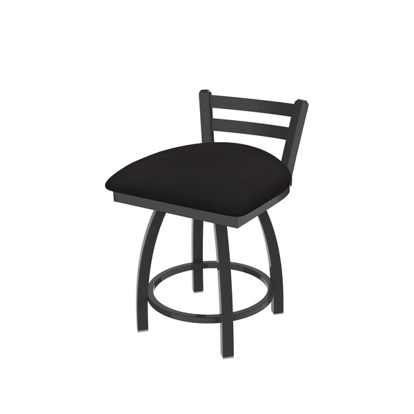 18" Low Back Swivel Vanity Stool, Pewter Finish, Canter Espresso Seat